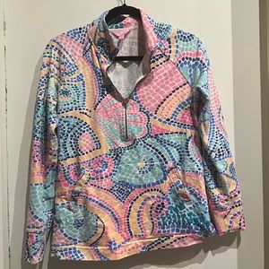 Lilly Pulitzer S Multicolor Tile Print 1/2 Zip Popover with Pockets